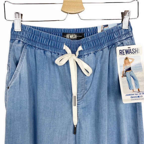 Rewash Chambray Pull On Pant Wide Leg 
